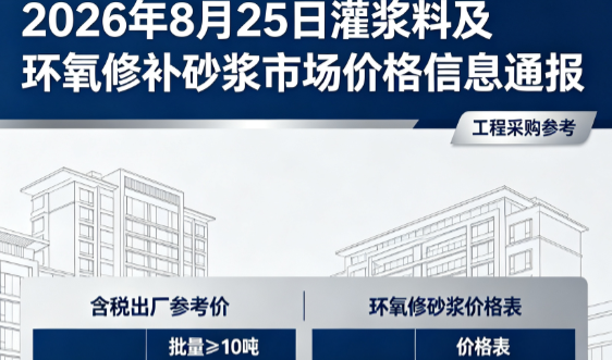 二七2026年8月25日灌浆料及环氧修补砂浆市场价格信息通报